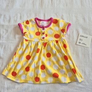 Hanna Andersson girls size 80 or 18-24 months yellow big dot play style dress